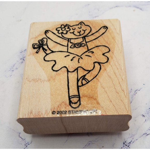 Stampin' Up! Ballerina Dancing Kitty Wood Mounted Rubber Stamp - Picture 1 of 7